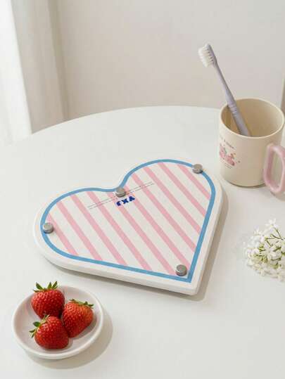 Muroi Mono 1 Tấm lót bàn trang điểm phòng tắm lớn, nhanh khô, chống trượt, thấm hút tốt, họa tiết trái tim màu hồng, có giá thoát nước, dùng để đựng bàn chải đánh răng, xà phòng, mỹ phẩm và các phụ kiện phòng tắm khác.
