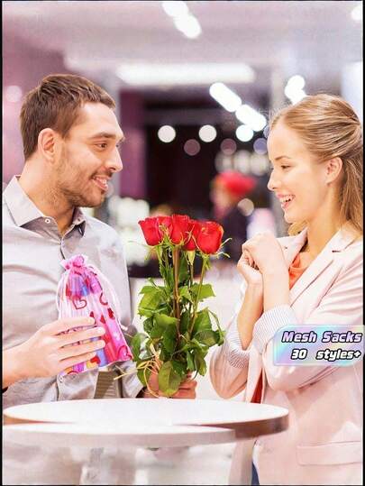SHEIN 30 Pcs Valentine Heart Shaped Drawstring Bags Set Including Organza Candy Pouches Mesh Gift Wrapping Sacks Cosmetic Storage Sachets For Wedding Party Favor Supplies Must Have
