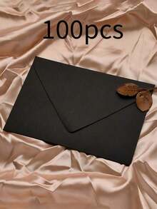 100PCS Black Envelopes DIY Handmade Gift Wrapping Bags Wedding Invitation Card Envelopes Cash Money Envelopes Stationery Back To School Supplies - Black - View 12