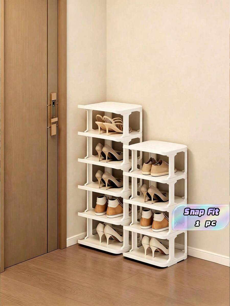 Multi Layer Space Saving Shoe Rack, Simple Home Use, Shoe Cabinet At The Door, Indoor Small Narrow Storage Rack - Beige - View 1
