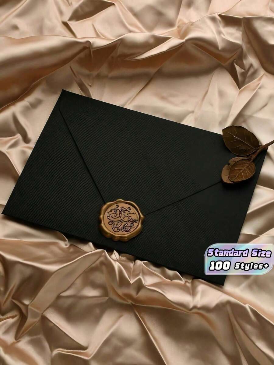 100PCS Black Envelopes DIY Handmade Gift Wrapping Bags Wedding Invitation Card Envelopes Cash Money Envelopes Stationery Back To School Supplies - Black - View 1