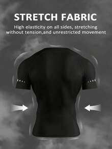 Gym Rark 1pc Men's Dumbbell Print Raglan Short Sleeve Slim Fit Sports T-Shirt, Summer, Gym, Holiday - Black - View 2