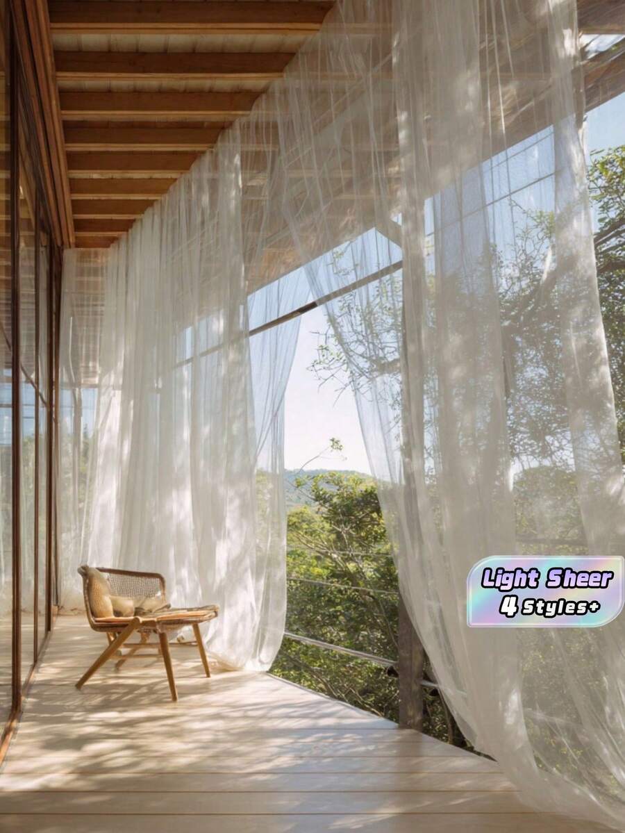 2/4PCS Sheer Soft Flowing White Tulle Fabric For Outdoor Wedding Arch Backdrop Chair Ceiling Decoration Party Backdrop Curtains Terrace Pergola Veranda With Rod Pocket Design - White - View 1