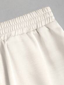 Sweetra Quần ống rộng dáng suông, chất liệu satin, cạp chun, gấu quần bo chun, kiểu dáng thanh lịch, thích hợp cho nữ, phù hợp mùa xuân/hè. - Rượu sâm banh - Xem 6