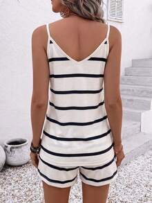 EMERY ROSE Women's Casual Striped Camisole And Shorts 2 Pieces Set - Multicolor - View 2