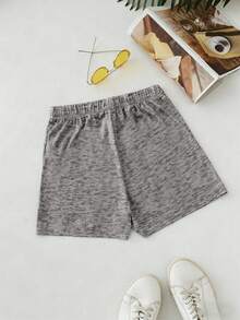 EMERY ROSE Short à taille nouée avec imprimé lettres et palmiers pour femmes - Gris - Voir 2
