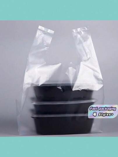 SHEIN Bộ 100 Túi Nhựa Trong Suốt Màu Trắng, Túi Đựng Đồ Ăn Sáng, Túi Đựng Thực Phẩm Dùng Một Lần, Túi Nhựa Siêu Thị Thích Hợp Sử Dụng Hàng Ngày