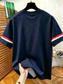 Resyla Camiseta casual de cuello redondo de manga corta con estampado de letras para hombre - Multicolor - Ver 2