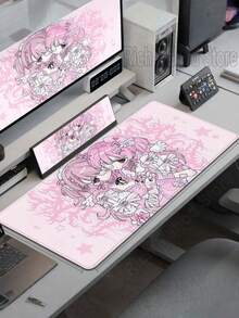 1 Piece Large Cute Angel Girl Anime Mouse Pad Extended Gaming Desk Mat For Laptop PC Pink Cartoon Computer Keyboard Pad Smooth Surface High Quality Print For Anime Lovers Female Gamers Aesthetic Desk Accessory Must Have - Rectangle - View 14
