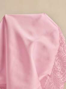 Charlaine Vit Spets Patchwork Ögonfransspets Triangelformad Kupa Satin Ihålig Bekväm Fransk & Italiensk Romantisk Daglig EasyComfort Chic Höst Camisole Klänning För Dam - Rosa - Visa 9