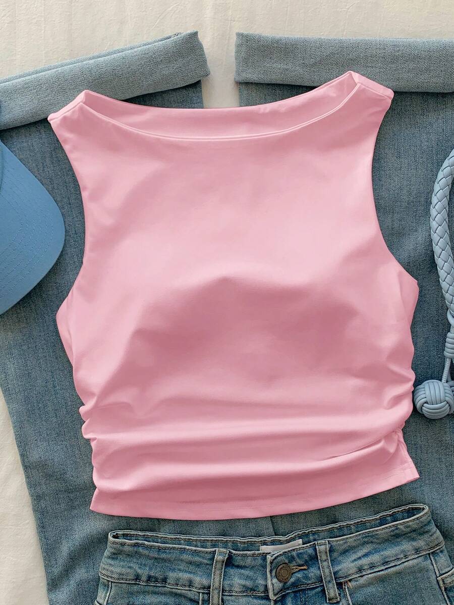 Comfortcana Camiseta de tirantes de algodón puro blanco, primavera/verano - Rosa vieja - Ver 1