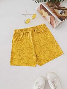 EMERY ROSE Quần short nữ kiểu dáng thường ngày, in chữ, có dây rút, thích hợp cho mùa hè. - Màu vàng - Xem 2