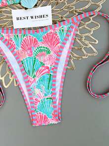 SHEIN Swim Mod 2026 Spring/Summer Sexy Colorful Shell Decor Two Pieces Bikini Swimsuit, Fashionable And Alluring - Multicolor - View 4