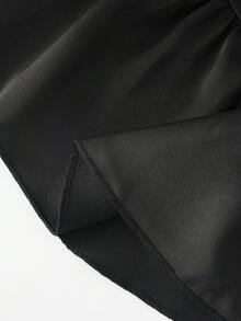 Women's Fashionable Versatile Metal Buckle Bow Ruffle Hem Camisole - Black - View 4