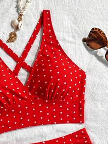 Swim Basics 2025 Women's Summer Beach Vacation Leopard Print V-Neck Tankini Bikini Set - Multicolor - View 6