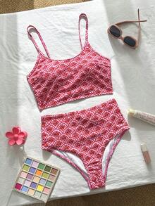 Swim Mod Women's 2 Pieces Tropical Print Vacation Casual Tankini Swimwear Set - Multicolor - View 6