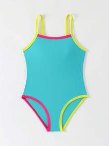 SHEIN Bộ đồ bơi liền thân đa năng với dây đeo có thể điều chỉnh dành cho bé gái tuổi teen - Nhiều màu - Xem 4