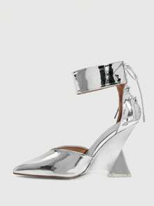 CUCCOO SZL Giày sandal đế xuồng thời trang, đa năng dành cho nữ với thiết kế khóa cài, thích hợp mang hàng ngày. - Bạc - Xem 6