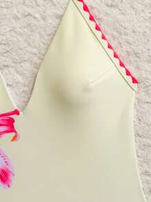 Bonvoyette 春夏印花细肩带露背高衩连体泳衣，适合海滩度假 - 彩色 - 查看 6