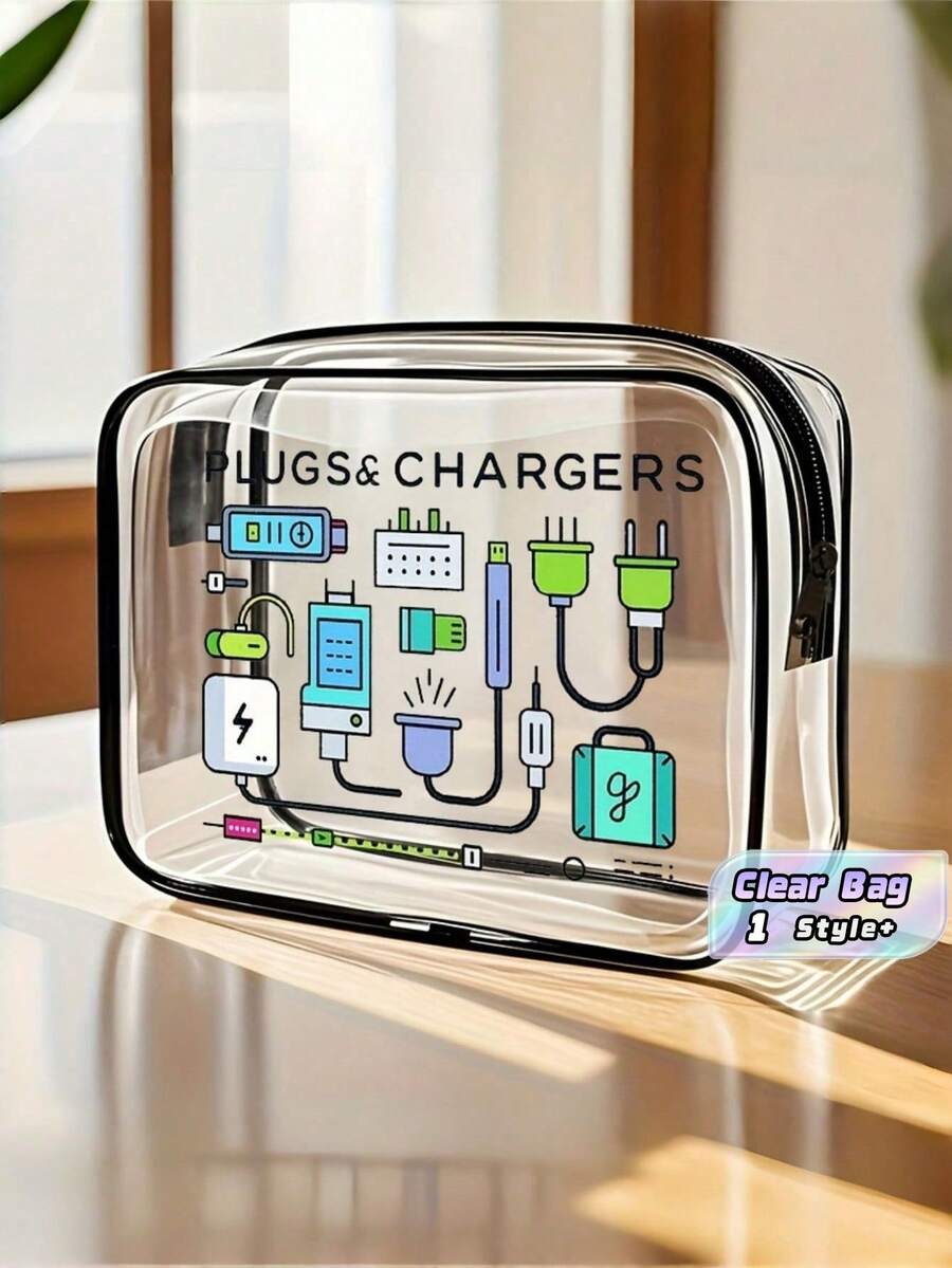 1 Small PVC Multi Purpose Toiletry Bag Makeup Pouch With Zipper Portable Convenient Casual Transparent Hand Bag For Airport Travel Daily Use Unisex Clear Bag Travel Essentials - Multicolor - View 1