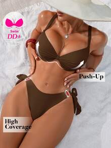 Voyashape DD+ 聚拢钢圈低腰比基尼套装 - 棕色 - 查看 4