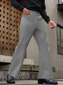 Calvornis Men's Flared Leg Pants - Grey - View 5