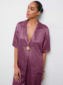 MAIJA Business Professional Solid Colour Tailored Blazer Set - Purple - View 7