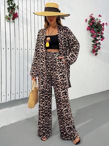EURMUSE Leopar Print Lightweight Kimono Suit, Ntural Viscose Fabric, Summler Collection, Boho Look, Breathable Fabric - Multicolor - View 1