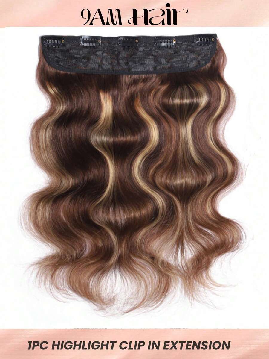 Highlight Clip In Hair Extensions One Piece 5 Clips Remy Human Hair Blonde Mix Brown Body Wave Human Hair Hairpiece Clips Hair Accessories - SP4/27 - View 1