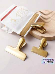 Stainless Steel Sealing Clips T Shape Reusable Clips Kitchen Airtight Storage Clips For Dry Goods Sealer Office Document Home Pantry Organizer Utility Multifunctional Clamp Tool - Gold - View 1