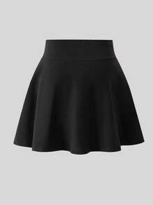SHEIN 女童两件套：多色针织裙和打底裤。百搭高腰修身基础款套装，适合春夏休闲穿着、运动、健身、瑜伽、芭蕾舞、舞蹈和上学。 - 黑色 - 查看 7