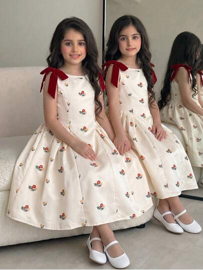 Vestido de niña elegante y casual de uso diario, de cuello redondo y sin mangas, de estilo minimalista