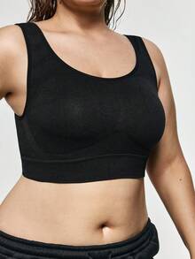 SHAPORA 1pc Seamless Jacquard Wireless Women Bra - Black - View 7