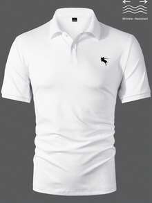 Manfinity Bizformal Men's Short Sleeve Patterned Collar Formal Polo Shirt, Suitable For Office, Outings And Gatherings, Ceremony - White - View 5