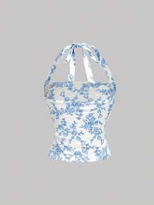 SHEIN MOD 3pcs/Set Women's Blue & White Printed Camisole,Summer Top - Multicolor - View 11