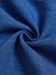 SHEIN Elenzya Pantaloni largi pentru femei, culoare solidă, talie elastică, casual, lejeri - Dusty Blue - Vizualizare 7