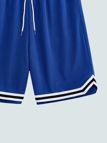 Modcrash Men's Summer Fashion Sports Basketball Shorts, Drawstring Elastic Mesh Quick-Dry Knee-Length Shorts - Blue - View 5
