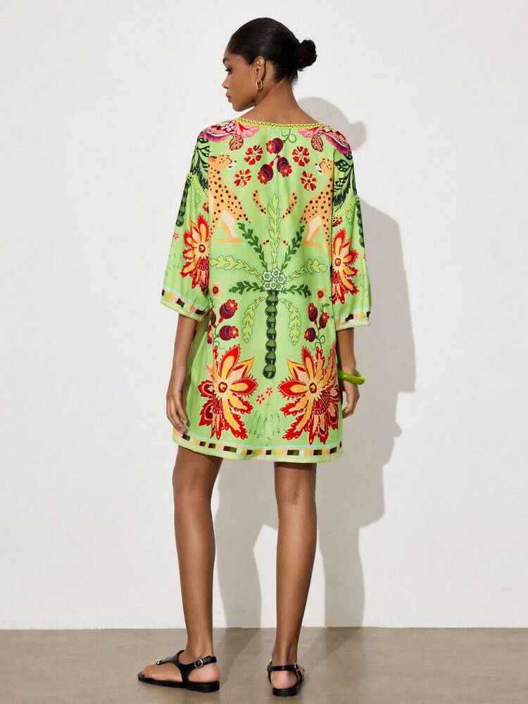 SHEIN Maija Damen Urlaubs-Minikleid mit Muster