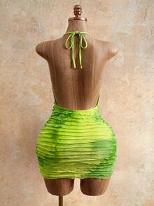 Đầm nghỉ mát hở lưng hai dây nhuộm màu tie-dye dành cho nữ, thích hợp cho mùa hè. - Nhiều màu - Xem 2