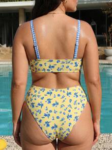 SHEIN Swim Vcay Plus Size 2026 New Ditsy Floral Bikini Set, Women Summer Beach Vacation Outfit - Multicolor - View 2
