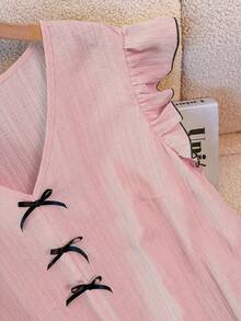 GlowEve CURVE Vestido casual de festa com decote em V e laço para mulheres plus size - Rosa - Ver 6