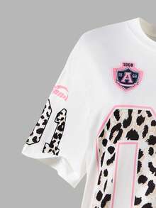 2pcs/Set Black Summer Oversized Graphic Numeric Print T-Shirt + Cargo Pants,Casual Street Style Comfortable Fit,Fashionable Elements For Holiday Wear - Black and White - View 6