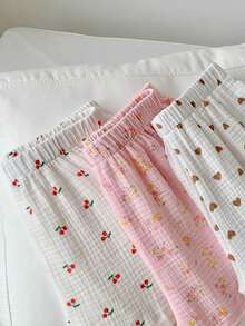 Comfortcana 多色爱心樱花印花梭织女式短裤套装 - 彩色 - 查看 9
