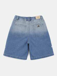 SUMWON Quần short denim rách dáng suông dành cho bé trai tuổi teen, có dây rút và chi tiết tua rua hình ngôi sao. - Màu xanh lam - Xem 2