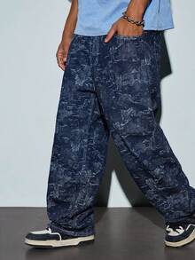 Modcrash Quần jeans ống đứng cạp trung ONE.DINY kiểu Mỹ, chất liệu jacquard, thoải mái và thanh lịch, thích hợp làm quà tặng dịp lễ. - Màu xanh lam - Xem 4