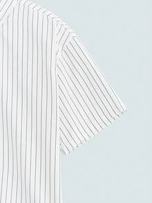 Men's Casual Loose Striped Short Sleeve Shirt, Spring To Summer - White - View 3