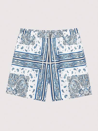 Open Phase Herrshorts med dragsko i midjan och cashewnötsmönster