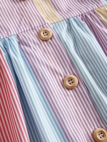 SHEIN Tween-Mädchen Mädchen/Sommer ärmelloses Regenbogen gestreiftes Muster Lässig Kleid, süßes & verspieltes Urlaubssommerkleid - Verschiedenfarbig - Übersicht 5