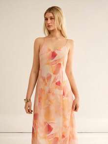 Đầm maxi chiffon in họa tiết cổ chữ V dành cho nữ, thích hợp cho kỳ nghỉ. - Nhiều màu - Xem 5
