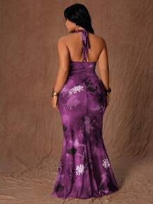 Rustia Fashionable Autumn Spaghetti Strap Sexy Spaghetti Strap Camisole Paired With Bodycon Mermaid Midi Skirt 2 Pieces Set - Purple - View 2
